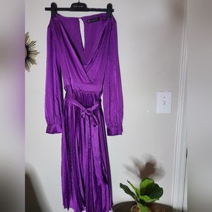 New York & Company pleated silk dress.